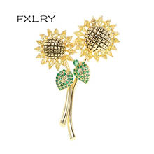 FXLRY-broches de girasol pequeños de circonia cúbica para mujer, joyería de moda, Pin de flores 2024 - compra barato