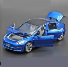 1: 32 Tesla Model3 Alloy Model With Light And Sound Effect Reverberation Car Children's Toy Boy Birthday Gift Blue 2024 - buy cheap