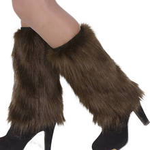 Popular en Europa y América de invierno Color sólido mujeres arranque cubre caliente Furry imitación calentadores de piel para piernas de polainas larga Calcetines 2024 - compra barato
