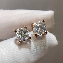 Luxury 14K Rose Gold Earrings DF Color Engagement Anniversary simple style 4 claws Studs Moissanite Jewelry 2024 - buy cheap