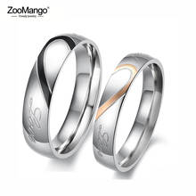 ZooMango de moda de acero inoxidable corazón círculo amor pareja de anillos bisutería anillo de compromiso para las mujeres los hombres amante ZR19181 2024 - compra barato