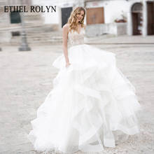 Ethel rolyn sexy sem costas vestido de casamento 2021 espumante frisado uma linha noiva cintas de espaguete tule vestidos de casamento 2024 - compre barato
