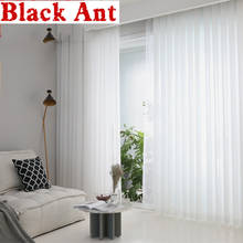 Cortina transparente branca para sala de estar, cores sólidas, cortinas de cozinha, tule cinza, tecidos, cortinas x394 #30 2024 - compre barato