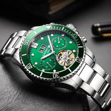 Carnival Tourbillon Automatic Mechanical Watch Men Watches Top Brand Luxury Waterproof Luminous Green Sport Watches relogio 2019 2024 - buy cheap
