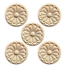 5pcs Wooden Carved Onlay Applique Decal Unpainted Furniture Bed Door Cabinet Decor Wood for Furniture Wall Door Box Desk Decor 2024 - buy cheap