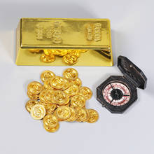 Moedas douradas pirata, moedas de ouro do pirata para crianças, 100 peças, adereços de plástico para decoração de festa 2024 - compre barato
