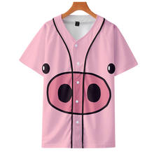 Camiseta de beisebol estampa de porco fofo, 3d, feminino, masculino, camiseta de desenho animado da sorte, camiseta tamanho grande, roupas de marca, camisetas 2024 - compre barato