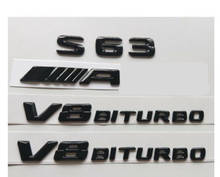 Preto brilhante letras 3d para s63 para amg v8 emblemas biturbo para mercedes benz w221 w222 2024 - compre barato
