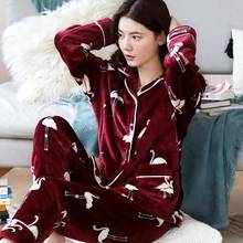 Thick Winter Women Sleepwear Autumn Cute Casual Flannel Pajamas Sets Long Sleeve Sleepwear Pajamas Suit Female Homewear Pyjamas 2024 - buy cheap