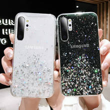 Gradient flashing star phone case para samsung galaxy a51 a71 a50 s10 s9 s8 plus s10e note 10 transparente tpu amortecedor capa mole 2024 - compre barato