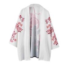 Blusa feminina estilo japonês, casaco kimono grande 2xl estampa desenho clube haori roupas japonesas 2024 - compre barato