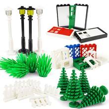 City Accessories Building Blocks House Fence Streetscape Green Plant Trees Parts Bricks Window Wall Door Toy Building Blcok Toys 2024 - buy cheap