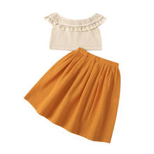 2021 0-6Y Boho Kids Baby Girl Clothing Tassel Knitted Holllow Off Shoulder Blouse Top+A -line Skirt Holiday Summer 2pcs Set 2024 - buy cheap