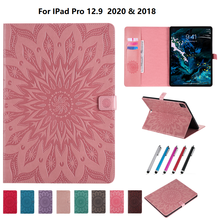 3D Flower Embossed for Apple iPad Pro 12.9 12 9 2020 Case Shell with Card Slots Smart Folio Cover for Funda iPad Pro 12.9 2020 2024 - buy cheap