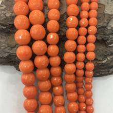 Contas jaspe de pedra natural facetadas, 6/8/10mm, cor laranja, para fazer joias, acessórios de artesanato de ágata, atacado diy 2024 - compre barato