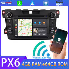 Jogador px6 4g + 64g dos multimédios do carro dos gps de android para o rádio sem fio bluetooth 2007 do carplay de mazda cx7 2015-5.0 wifi hdmi 5 * usb 2024 - compre barato