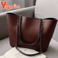 Yogodlns Luxury PU Leather Tote Bag For Women 2022 New Chains Shoulder Bag Large Capacity Handbag Travel Female Handle Bag bolso 2024 - buy cheap