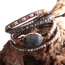RH Fashion Handma Bohemian Jewelry Boho Armbander Natural Stones Big Charm 5 Strands Wrap Bracelets DropShipping 2024 - buy cheap