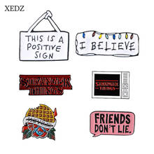 XEDZ New STRANGER THINGS era TV brooch horror red character letter flower sign brooch fashion personality backpack Gothic badge 2024 - buy cheap