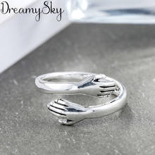 DreamySky New Trendy Silver Color  hand Hug Rings For Women Men Boho Vintage Jewelry Adjustable Size Finger Rings 2024 - buy cheap