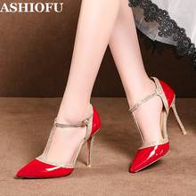 ASHIOFU Handmade New Hot Ladies High Heels Pumps J-strap Real-pics Party Dress Shoes Pointed-toe Plus Size Fashion Summer Shoes 2024 - buy cheap