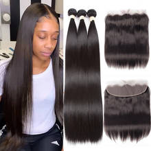 Straight Transparent Bundles with Frontal 36inch long Straight Bundles With Closure BEAUDIVA Brazilian Hair Weave Bundles 2024 - buy cheap
