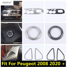 Shift Gear Panel Start Stop Engine Button Air AC Outlet Vent Cover Trim Stainless Steel Accessories For Peugeot 2008 2020 2021 2024 - buy cheap