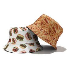 Sombrero de pescador japonés para hombre y mujer, gorra de pescador japonesa con estampado de hamburguesa y patatas fritas, color amarillo, Hip Hop, 2020 2024 - compra barato