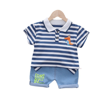 Summer Children Girls Striped Clothes Baby Boys Cotton T Shirt Shorts 2Pcs/sets Kids Infant Clothing Toddler Casual Sportswear 2024 - buy cheap