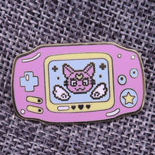 Game Boy Advance Enamel Brooch Classic clear pink console Badge Luna Cat Jewelry 2024 - buy cheap