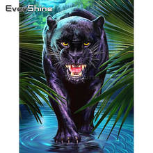 Evershine 5d diy pintura diamante broca completa praça animais ponto cruz diamante bordado black panther strass presente da arte 2024 - compre barato