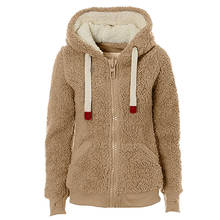 Зимняя женская куртка, повседневное мягкое флисовое пальто с капюшоном и длинным рукавом и карманами, Женское пальто большого размера, женская куртка 2024 - купить недорого