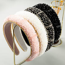 Preto branco rosa luxo cheio de cristal acolchoado moda hairbands strass feminino headbands casamento acessórios para o cabelo 2024 - compre barato