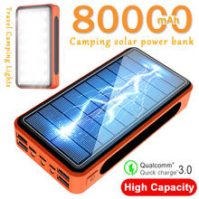 Banco de energía Solar de 80000mAh, gran capacidad de carga de teléfono, batería externa, cargador rápido de teléfono para Xiaomi, IPhone, Samsung 2024 - compra barato