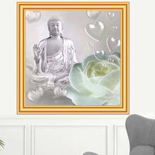 5D DIY Алмазная картина полностью квадратная Будда лотоса крестиком наборы картина Стразы Декор подарок вышивка Алмазная мозаика 2024 - купить недорого