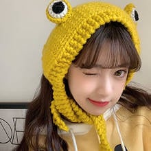 #0 Frog Hat Beanies Knitted Winter Hat Hip-hop Skullies Knitted Hat Cap Costume Accessory Gifts Warm Winter Lovely Christmas 2024 - buy cheap