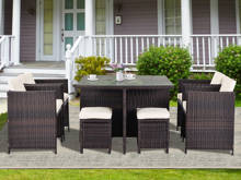 9-Pcs Outdoor Furniture Rattan Conversation Set with Cushions Patio Rattan Dining Set 1 Table+4 Chairs+4 Ottomans[US-Depot] 2024 - buy cheap