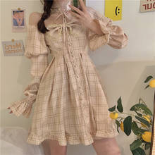 Dress Women's Spring Summer New 2021 Gentle Wind Fresh Plaid Puff Sleeve Careful Strapless Dress Mori Girl 2024 - buy cheap