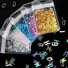 5 Colors Alphabet Holographic Laser- Letters Chunky Glitter Epoxy Resin Festival Chunky Letters Mixed Sequins 2g Per 2024 - buy cheap