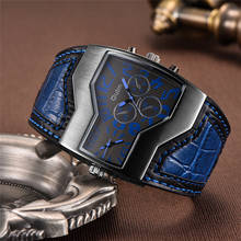 Relógio de pulso masculino oulm 2021, relógio com pulseira de couro e quartzo da moda com fuso horário duplo, relógio masculino 2024 - compre barato
