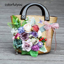 Flowers Straw Bags for Women 2021 Summer Hand-Woven Rattan Bag Handmade Woven Purse Wicker Beach Bag Bohemia Bali Handbag Bolsos 2024 - buy cheap