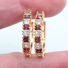 Gold Color Fashion White Red Cubic Zirconia CZ Huggie Hoop Earrings for Women 2024 - buy cheap