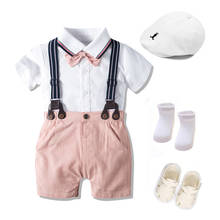 Newborn Summer Clothing Set Cotton 1th Birthday Gift for Boys Infant Bow Outfit Hat + Rompers + Shorts + Belt + Shoes + Socks 2024 - buy cheap
