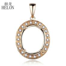 Helon loso 14k ouro amarelo semi montagem halo configuração diamante natural pingente fino corte oval 10x12mm 2024 - compre barato
