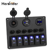 6 Gang Waterproof Car Marine Switch Car Auto Boat Marine LED Rocker Switch Panel Circuit Breakers Voltmeter Car Switches 2024 - buy cheap