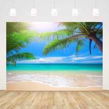 Fondo de fotografía de playa de verano para recién nacido, con árbol de Count telón de fondo, cielo azul y mar, para estudio de fotografía 2024 - compra barato