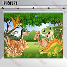 Telón de fondo para fotografía de niños, telón de fondo de fiesta de dinosaurio, jungla, bosque, animales, Safari, Decoración de cumpleaños, cartel de fotografía 2024 - compra barato