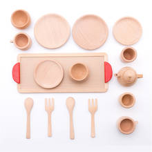 Wooden Toys Montessori Pretend Play Tea Set Early Educational Kitchen Food Tableware Accessories For 3-8 Years Old Kids Toys 2024 - buy cheap