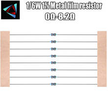 100 шт. 1/6 Вт 1% металлический пленочный резистор 0R 1 1,2 1,5 1,8 2 2,2 2,4 2,7 3 3,3 3,6 3,9 4,3 4,7 5,1 5,6 6,2 6,8 7,5 8,2 Ом 2024 - купить недорого