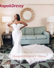 2020 South African Mermaid Wedding Dresses Sweetheart Strapless Vestido de Noiva Sweep Train Tulle Lace Applique Plus Size Bride 2024 - buy cheap